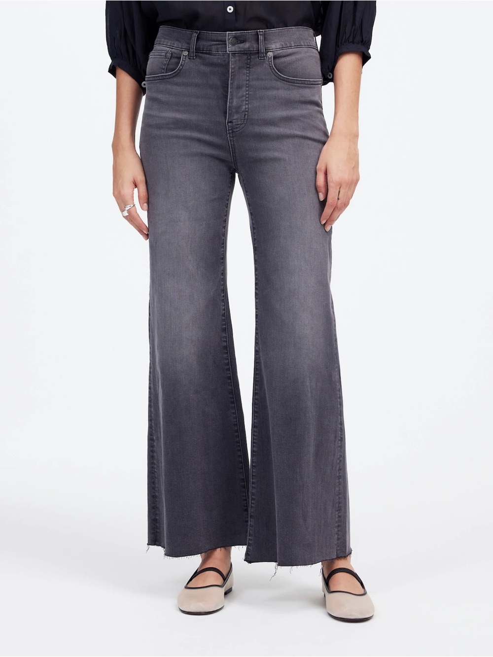 Madewell Gray High-Rise Wide-Leg Jeans